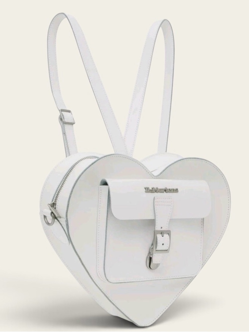 Dr. Martens White Heart-Shaped Leather Backpack Bag